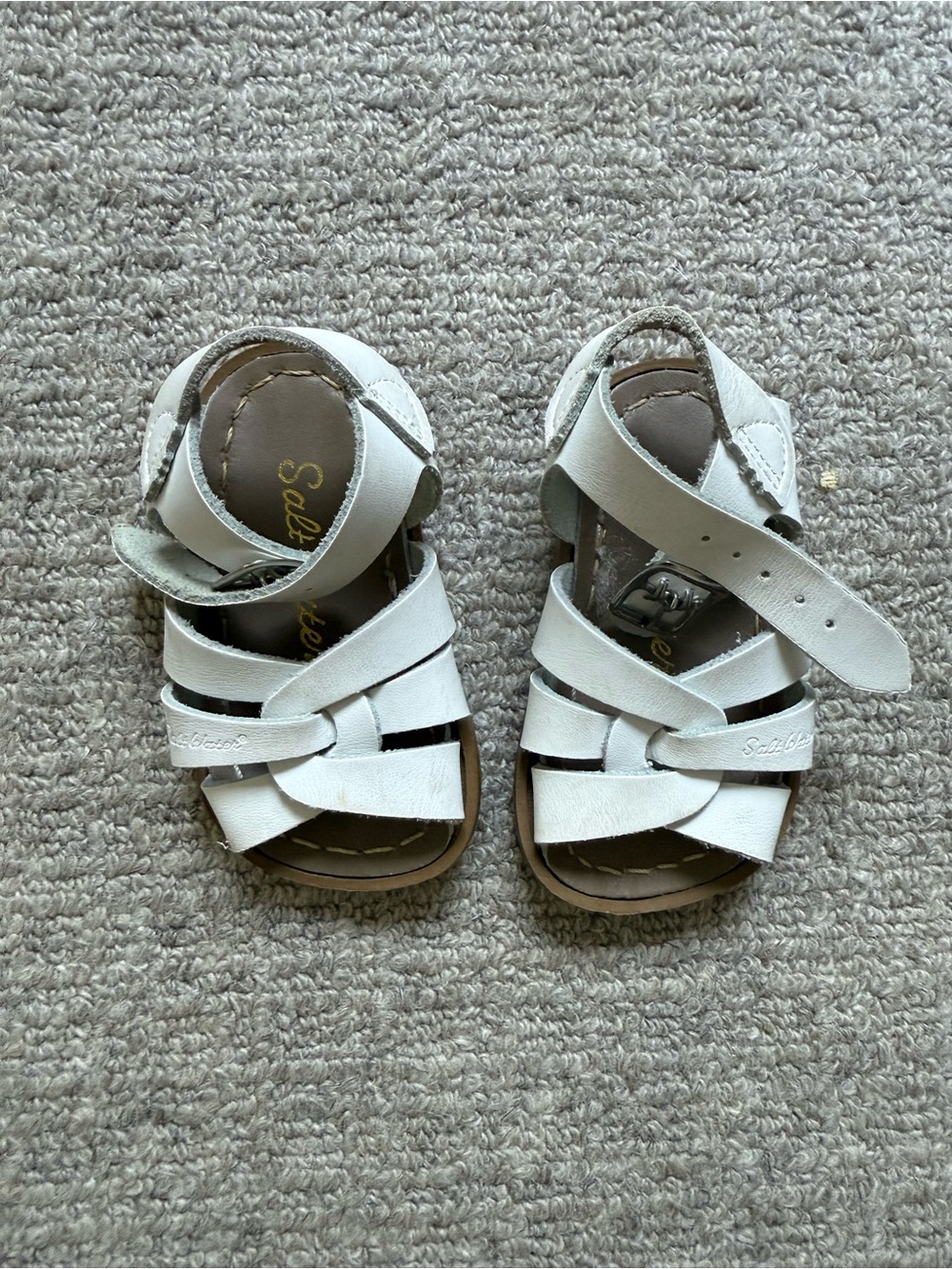 Salt Water sandals, White Toddler size 3